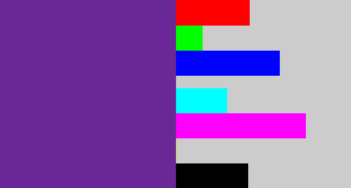 Hex color #6a2796 - purple