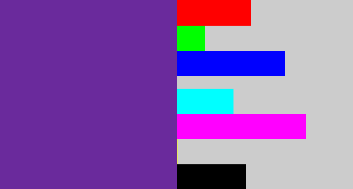 Hex color #6a2a9c - purple