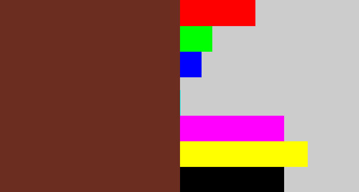 Hex color #6a2d1f - reddish brown
