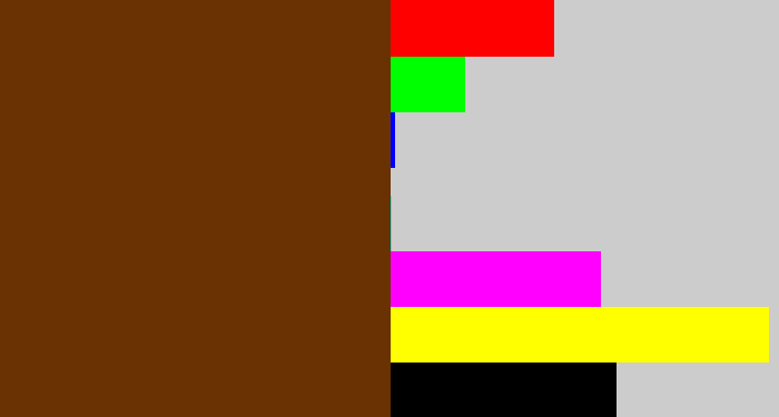 Hex color #6a3103 - brown