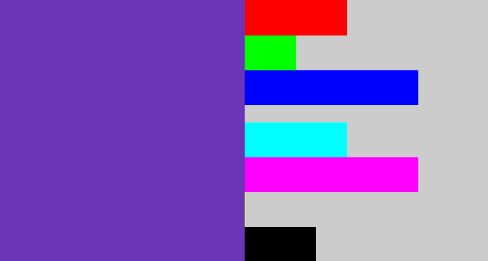 Hex color #6a35b6 - bluey purple