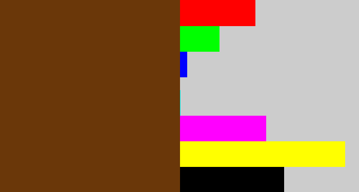 Hex color #6a3709 - brown