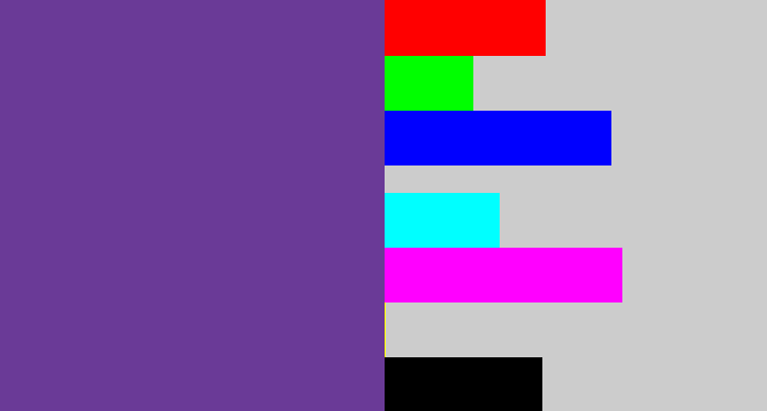 Hex color #6a3a97 - purple