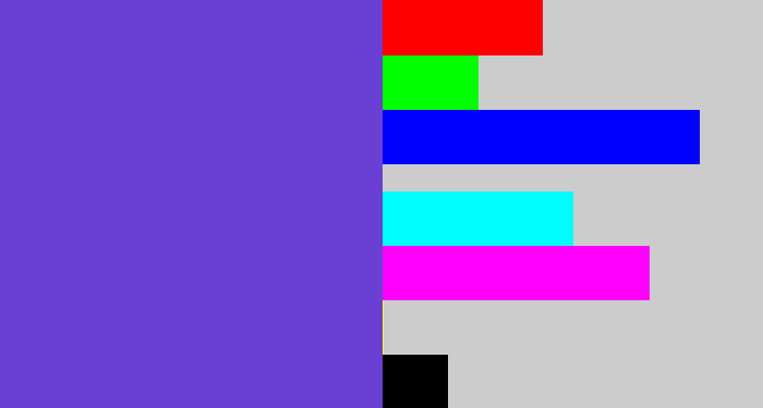 Hex color #6a3fd3 - bluey purple