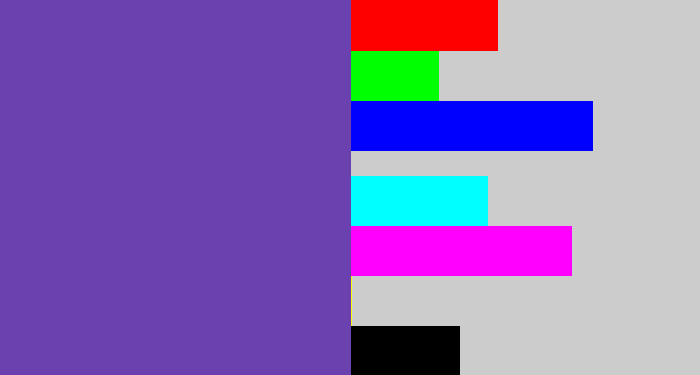 Hex color #6a41af - bluey purple
