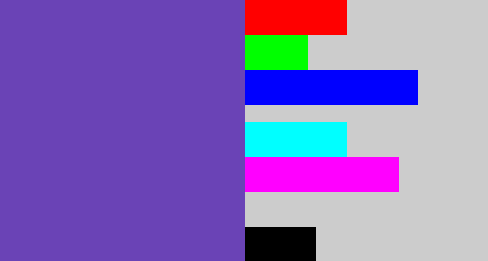 Hex color #6a43b6 - bluey purple