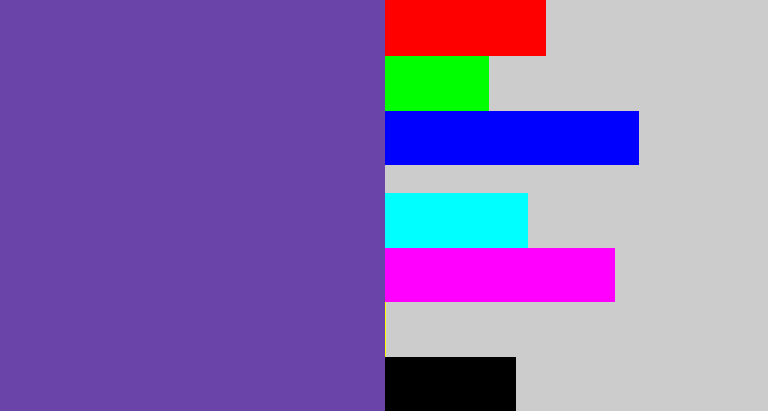 Hex color #6a44a8 - bluey purple