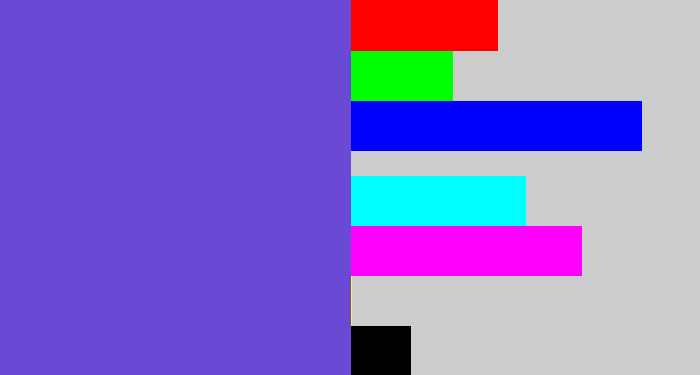 Hex color #6a49d4 - bluey purple