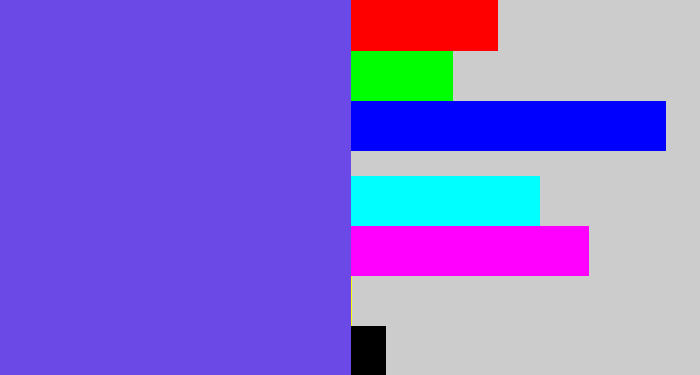 Hex color #6a49e6 - bluish purple