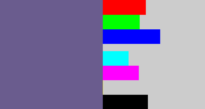 Hex color #6a5c8e - muted purple