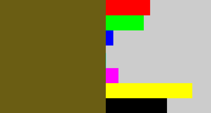 Hex color #6a5d13 - greenish brown