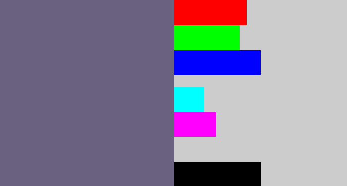 Hex color #6a6180 - purplish grey