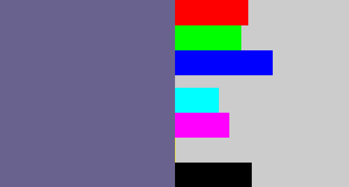Hex color #6a628e - purplish grey