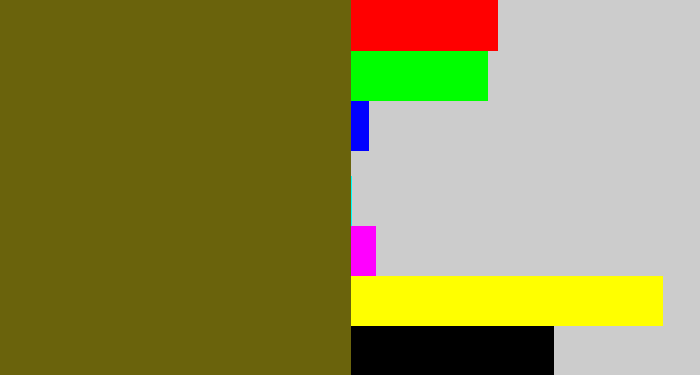 Hex color #6a630c - greenish brown