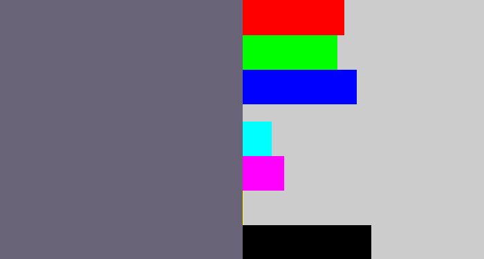 Hex color #6a6479 - purplish grey