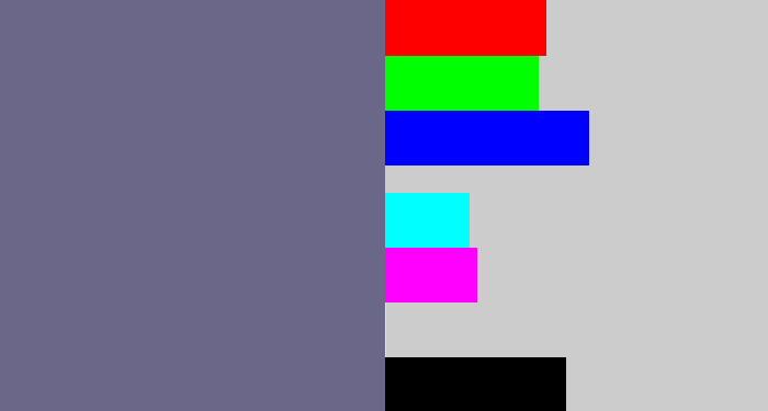 Hex color #6a6788 - purplish grey