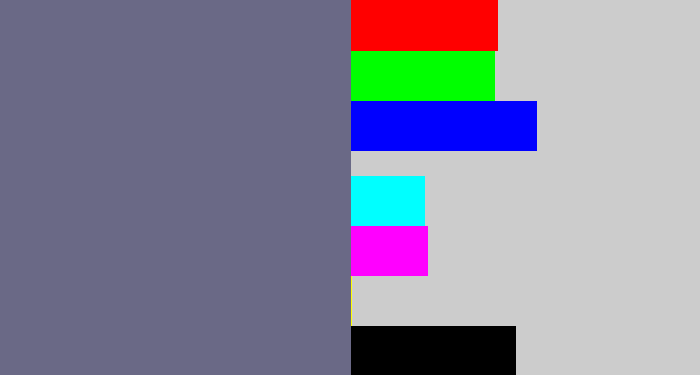 Hex color #6a6986 - purplish grey