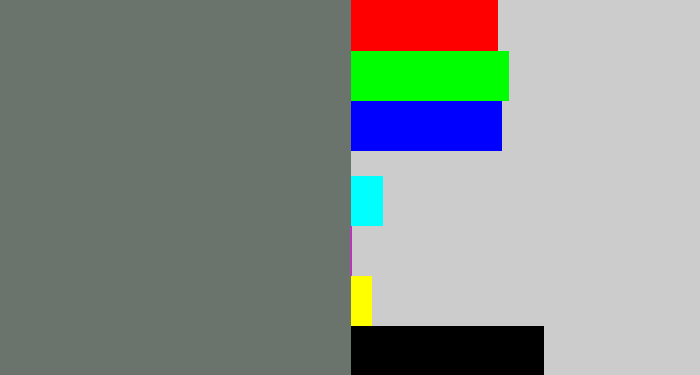 Hex color #6a746d - slate grey
