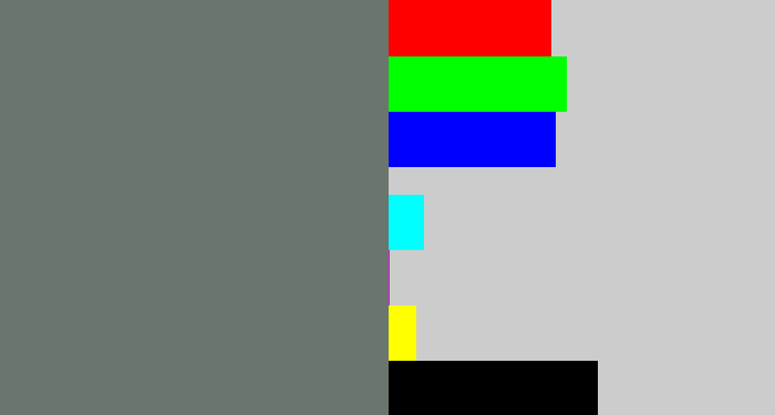 Hex color #6a756d - slate grey