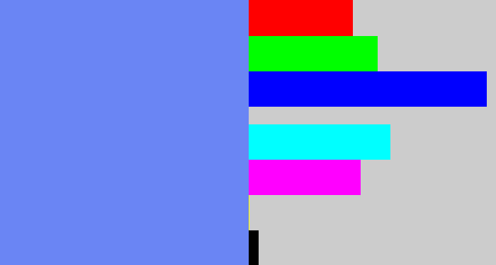 Hex color #6a85f4 - soft blue
