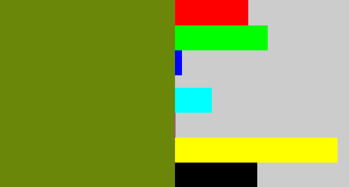 Hex color #6a870a - murky green