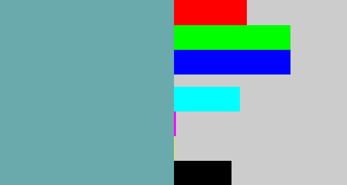 Hex color #6aaaac - greyblue