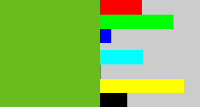 Hex color #6abb1d - apple green