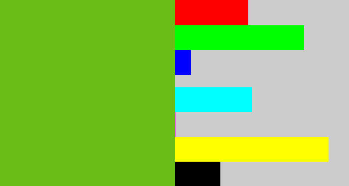 Hex color #6abd16 - frog green