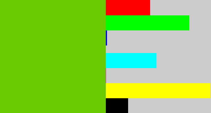 Hex color #6aca02 - frog green