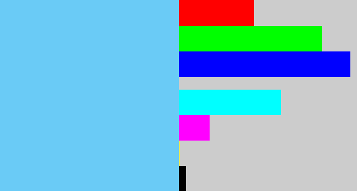 Hex color #6acbf6 - lightblue