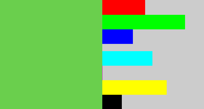 Hex color #6acf4d - fresh green