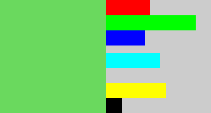 Hex color #6ad95e - lightish green