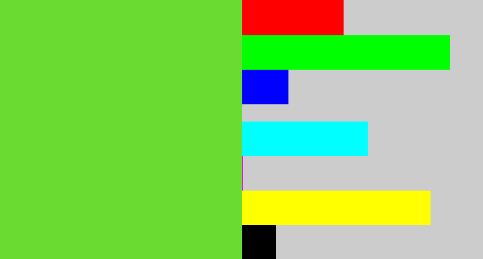 Hex color #6adb30 - toxic green