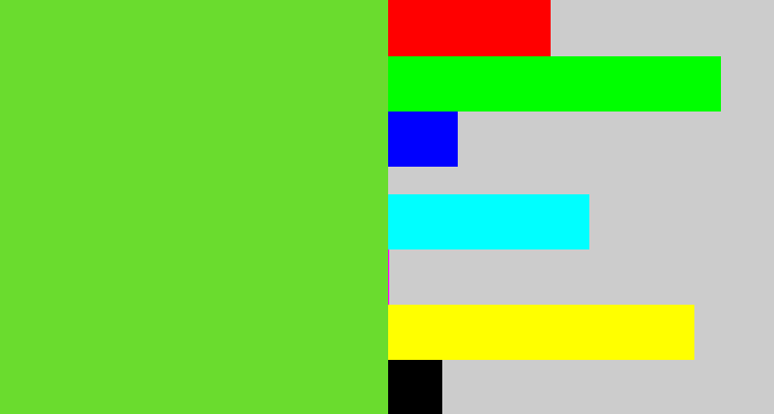 Hex color #6adc2e - toxic green