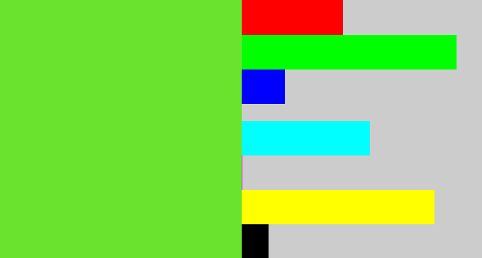 Hex color #6ae32e - toxic green