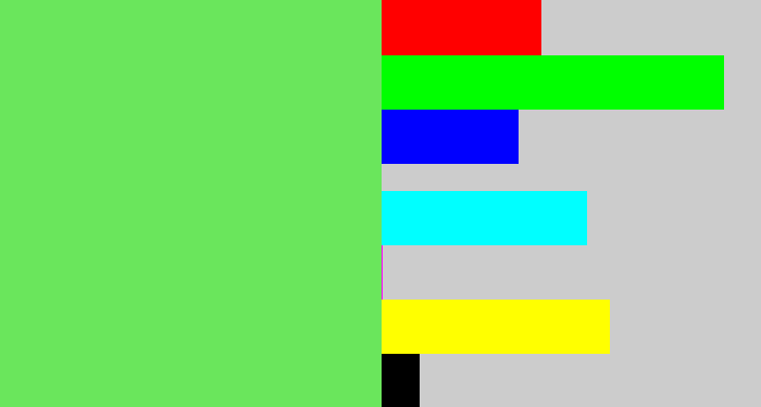 Hex color #6ae65c - lightish green