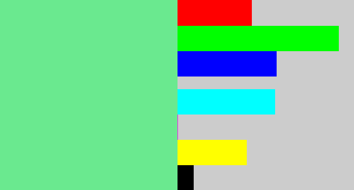 Hex color #6ae98f - lightgreen