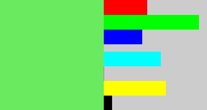 Hex color #6aea5e - lightish green
