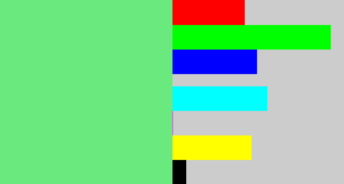 Hex color #6aea7e - lightgreen