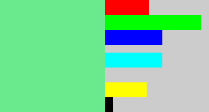 Hex color #6aea8d - lightgreen