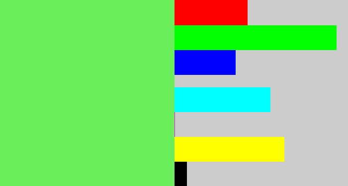 Hex color #6aee59 - lightish green