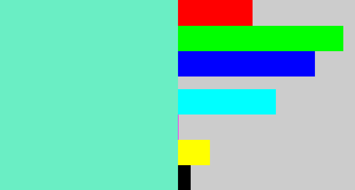 Hex color #6aeec4 - light greenish blue
