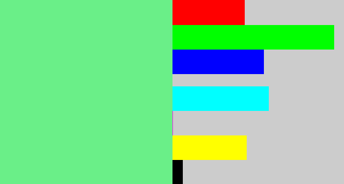 Hex color #6aef88 - lightgreen