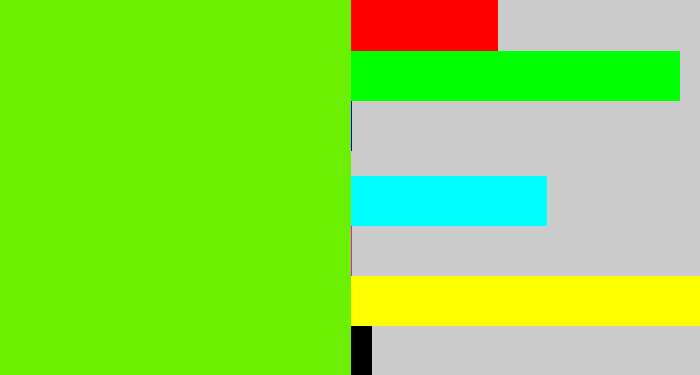 Hex color #6af000 - bright lime green