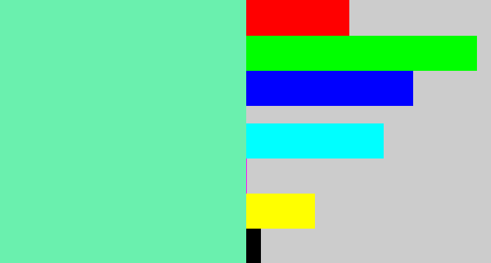 Hex color #6af0ae - light greenish blue