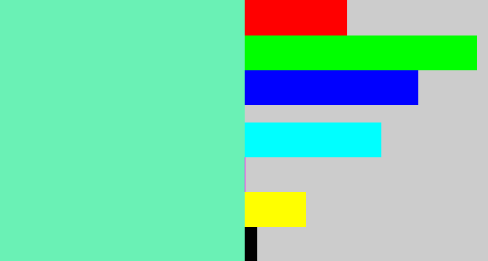 Hex color #6af1b5 - light greenish blue