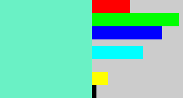 Hex color #6af1c5 - light greenish blue