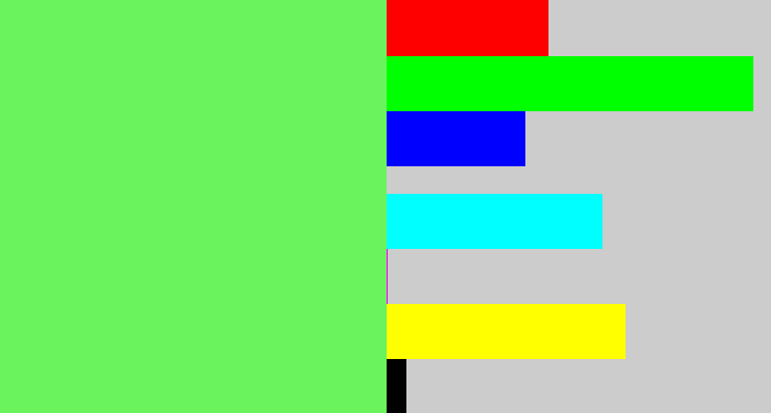 Hex color #6af35c - lighter green