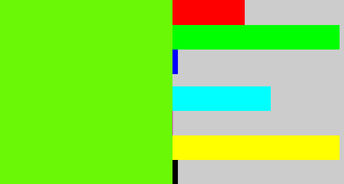Hex color #6af807 - bright lime green