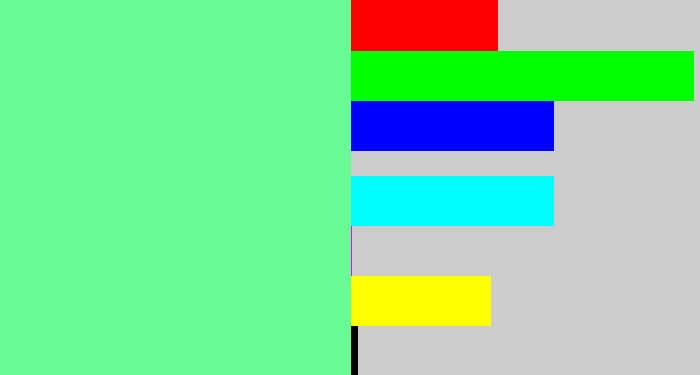 Hex color #6afa95 - light bluish green
